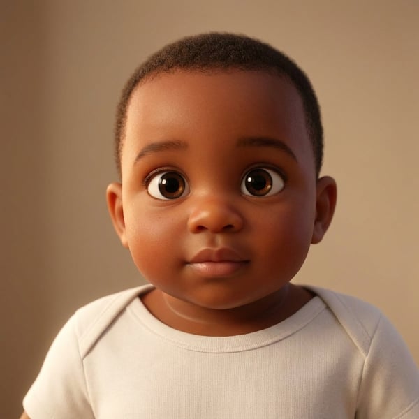 The illustrated character kept from it: A baby with no hair