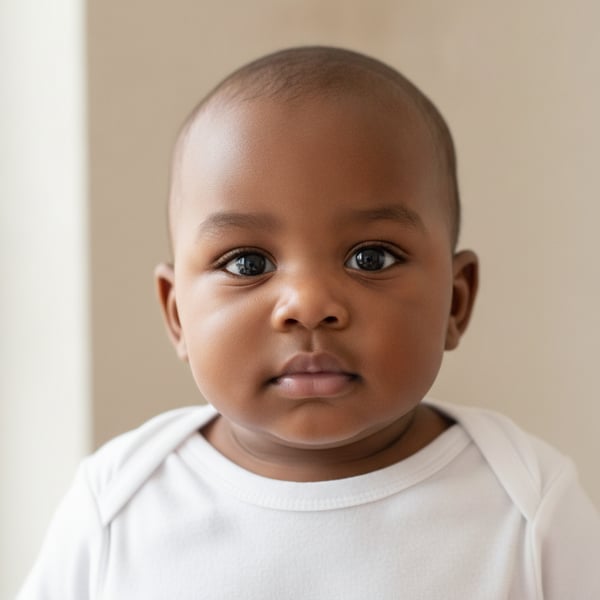Reference portrait: A baby with no hair, 6 months