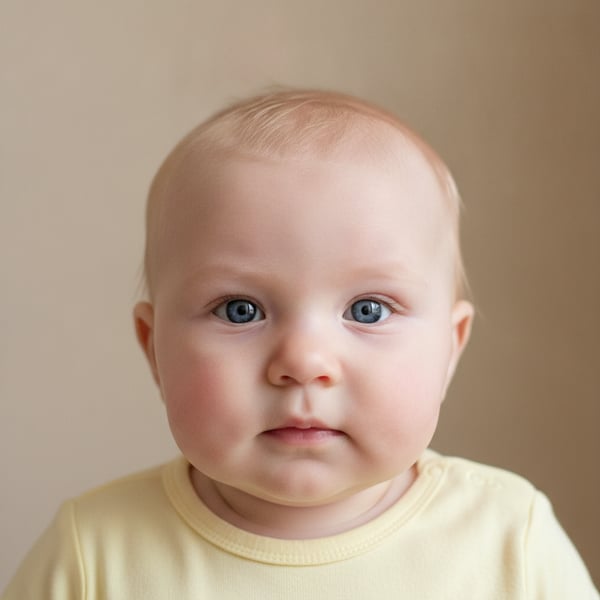 Reference portrait: Fine, fair, barely-there hair, age 1.