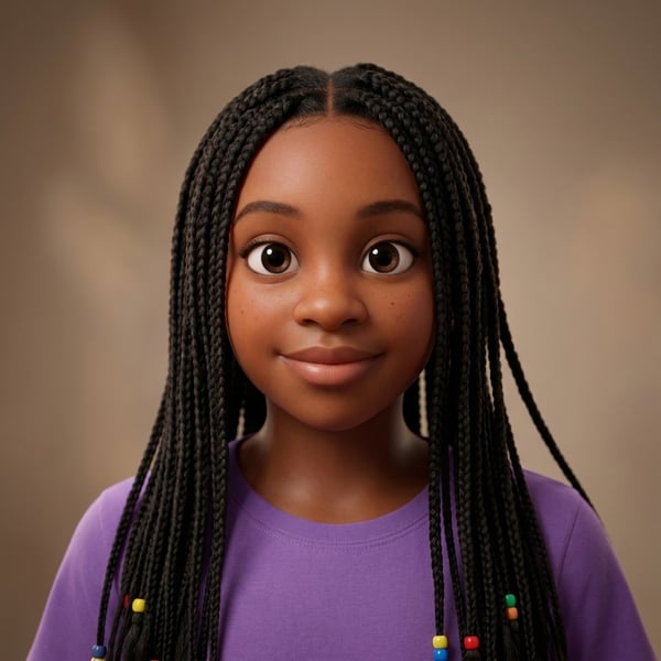 The illustrated character kept from it: Long braids with beads