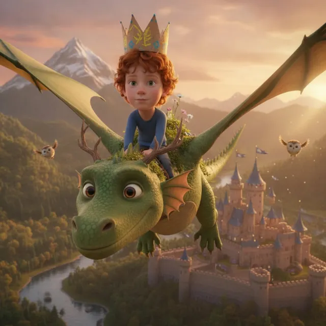 The same child, the hero of a story page